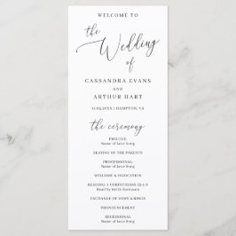 Enkel klassisk vit Elegant bröllop Program