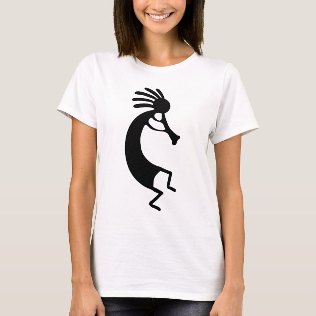 Enkel Kokopelli-ritning i svart T Shirt (Framsida)