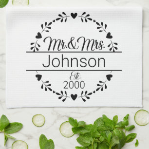 Enkel kollega, Namn Monogram Kitchen Towel Kökshandduk