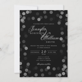 Enkel konfetti Black Elegant bröllop Silver Inbjudningar