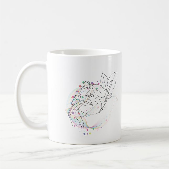 Enkel konstnärlig design med linjeteckning av ansi kaffemugg (Vänster)