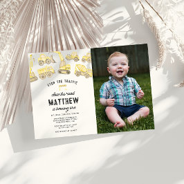 Enkel konstruktion, temat Foto första födelsedag Inbjudningar