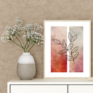 Enkel konturkontur för Löv art Vibrant Färg-bakgru Poster