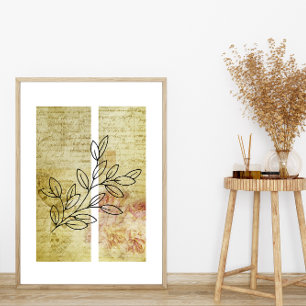 Enkel konturkontur för Löv-kontur för fjäril-bakgr Poster