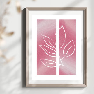 Enkel konturkontur för Löv Rosa - bakgrund Poster
