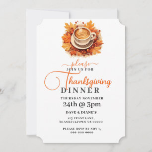 Enkel kopp kaffe Höstblad Thanksgiving  Inbjudningar