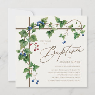 Enkel Kor med Grapevine Greenery Baptism Inbjudningar