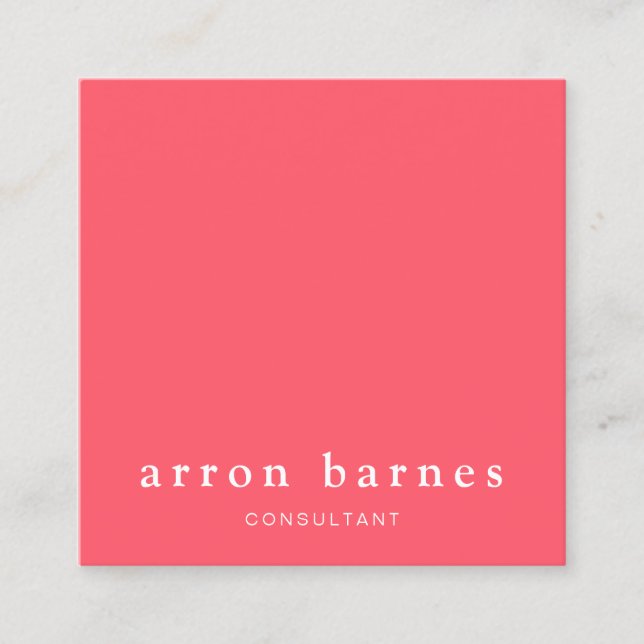 Enkel koral Modern Professionell - minimalistisk Fyrkantigt Visitkort (Framsida)