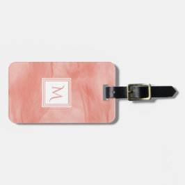 Enkel koral Rosa subtle Marble Modern Monogram Bagagebricka