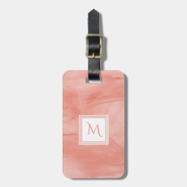 Enkel koral Rosa subtle Marble Modern Monogram Bagagebricka