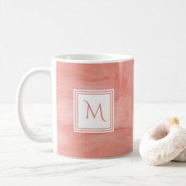 Enkel koral Rosa subtle Marble Modern Monogram Kaffemugg