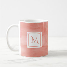 Enkel koral Rosa subtle Marble Modern Monogram Kaffemugg