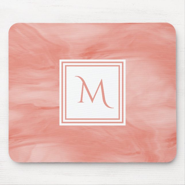 Enkel koral Rosa subtle Marble Modern Monogram Musmatta (Framsidan)