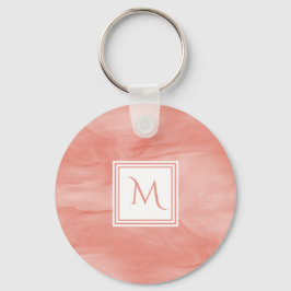 Enkel koral Rosa subtle Marble Modern Monogram Nyckelring