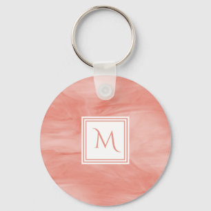 Enkel koral Rosa subtle Marble Modern Monogram Nyckelring