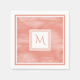Enkel koral Rosa subtle Marble Modern Monogram Pappersservett