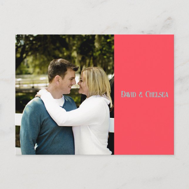 Enkel korall- och teal STD-vykort Meddelande Vykort (Framsida)