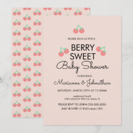 Enkel Körsbär Frukt Rosa Baby Shower Inbjudan