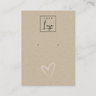 Enkel Kraft Heart Stud Earring Logotyp Visning Visitkort