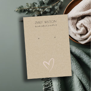 Enkel Kraft Heart Stud Earring Visning Visitkort