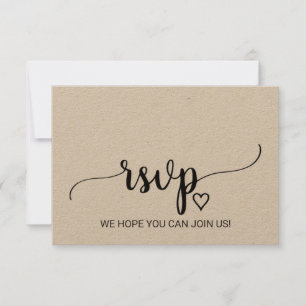 Enkel kraft kalligrafi meny val RSVP-kort