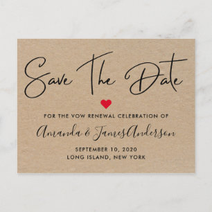 Enkel Kraft Vow Renewal Save The Date Vykort