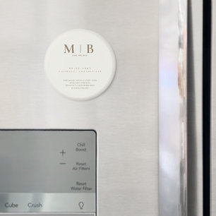 Enkel kräm & guld monogram bröllop Save the Date Magnet