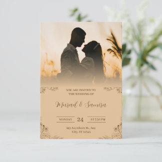 Enkel kräm och brunt bröllop inbjudningar