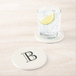 Enkel Kräm & Svart Monogram Kräm  Underlägg<br><div class="desc">Kräm och svart Monogram kräm bakgrund sten coaster. Monogram present.</div>