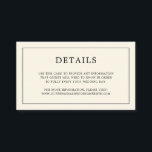 Enkel krämfärgad monogram Elegant bröllop Tilläggskort<br><div class="desc">Enkel liten inklusionskort för bröllop med modern men ändå elegant design med dina detaljer omgivna av en tunn ram och din monogram på baksidan. Alla designelement är i svart på en neutral elfenbensvit/krämfärgad bakgrund och kan ändras i designverktyget. En chic och stilren design som passar perfekt för minimalistiska par. Använd...</div>