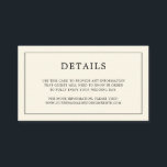 Enkel krämfärgad monogram Elegant bröllop Tilläggskort<br><div class="desc">Enkel liten inklusionskort för bröllop med modern men ändå elegant design med dina detaljer omgivna av en tunn ram och din monogram på baksidan. Alla designelement är i svart på en neutral elfenbensvit/krämfärgad bakgrund och kan ändras i designverktyget. En chic och stilren design som passar perfekt för minimalistiska par. Använd...</div>