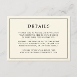 Enkel krämfärgad monogram Elegant bröllop Tilläggskort