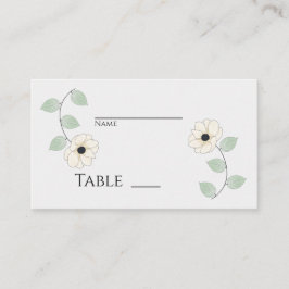 Enkel krämig vit anemoneblomma placeringskort