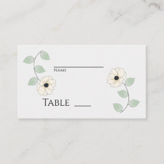 Enkel krämig vit anemoneblomma placeringskort
