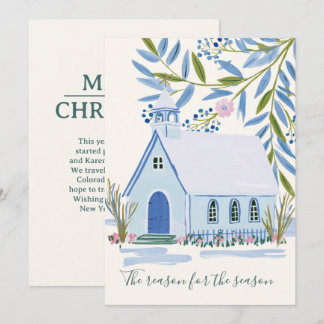 Enkel kristen julhälsning kyrka julkort
