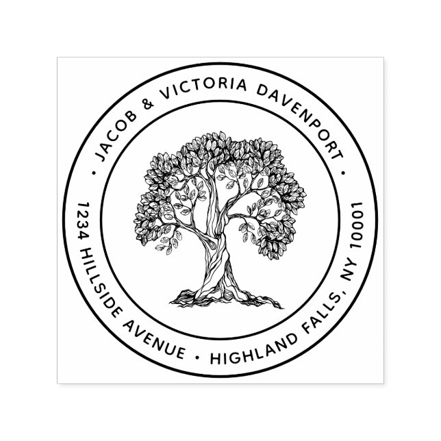 Enkel kristen Livets träd Returadress Självfärgande Stämpel (Design)