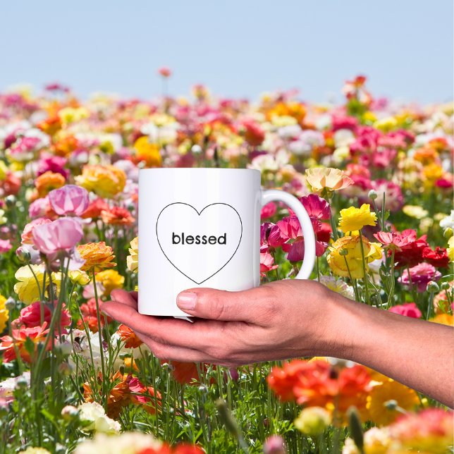 Enkel kristen mugg med texten Blessed Heart (Simple Blessed Heart Mug)