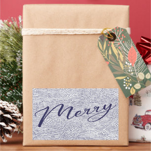 Enkel kul blå klotter God Jul semester Rektangulärt Klistermärke