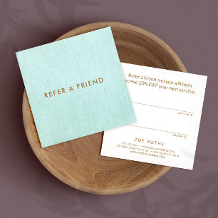 Enkel kundreferens Aqua Blue Linen Rabattkort