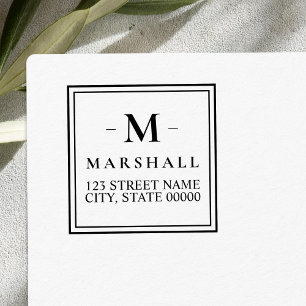 Enkel kvadratmonogramReturadress Självfärgande Stämpel