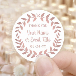 Enkel lagerkrans Rosa Ros Guld Tacksamhet Runt Klistermärke