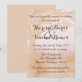 Enkel lantlig bröllopinbjudan med träd inbjudningar