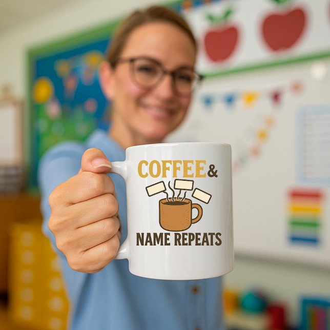 Enkel Lärare Mugg; Upprepade Namn i klassrummet Kaffemugg (Skapare uppladdad)
