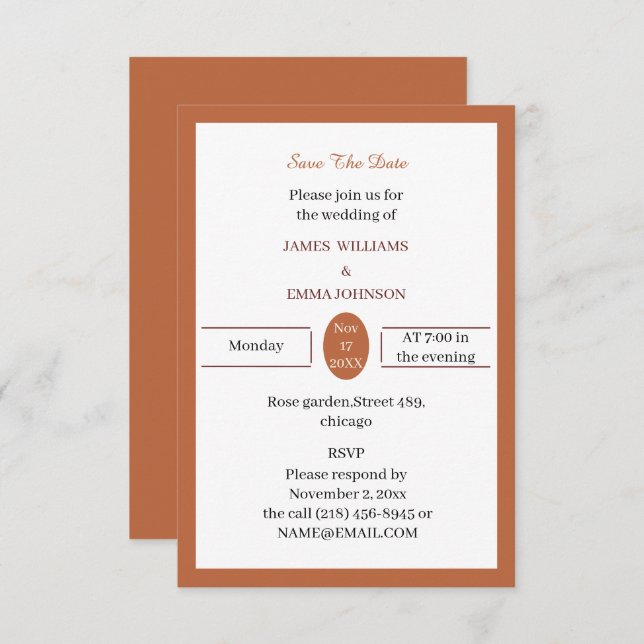 Enkel lätt brun Personlig Spara Datumet (Fram/baksida)