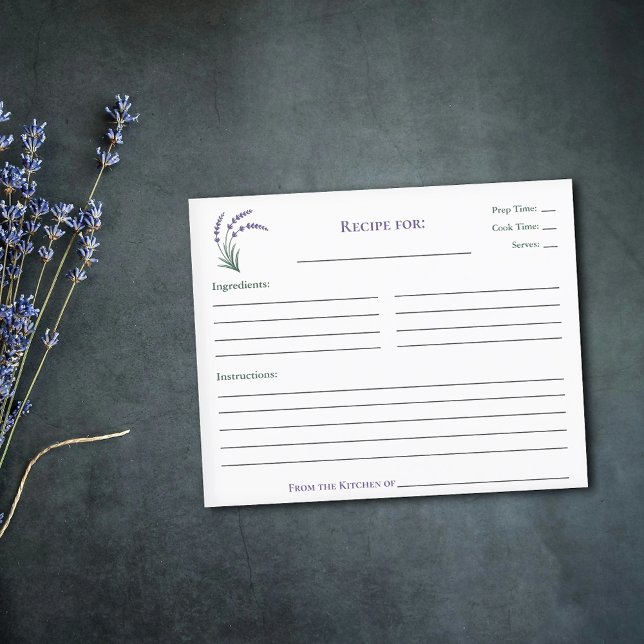 Enkel Lavendel Bröllopsdusch Receptkort (Simple Lavender Bridal Shower Recipe Card)
