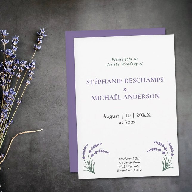 Enkel Lavendelbröllop Inbjudningar (Simple Lavender Wedding Invitation)