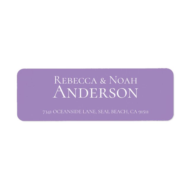 Enkel Lavender-Elegant Bröllop Returadress Etikett (Framsidan)