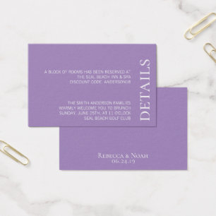 Enkel Lavender-Elegant Bröllop Visitkort