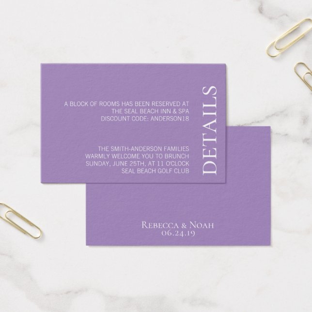 Enkel Lavender-Elegant Bröllop Visitkort (Kontor)