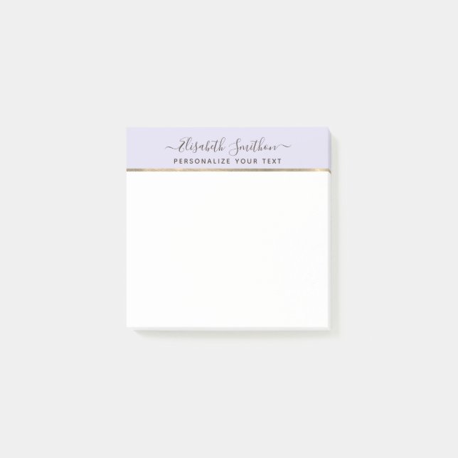 Enkel Lavender & Guld minimal Personal Stationery Post-it Block (Framsida)